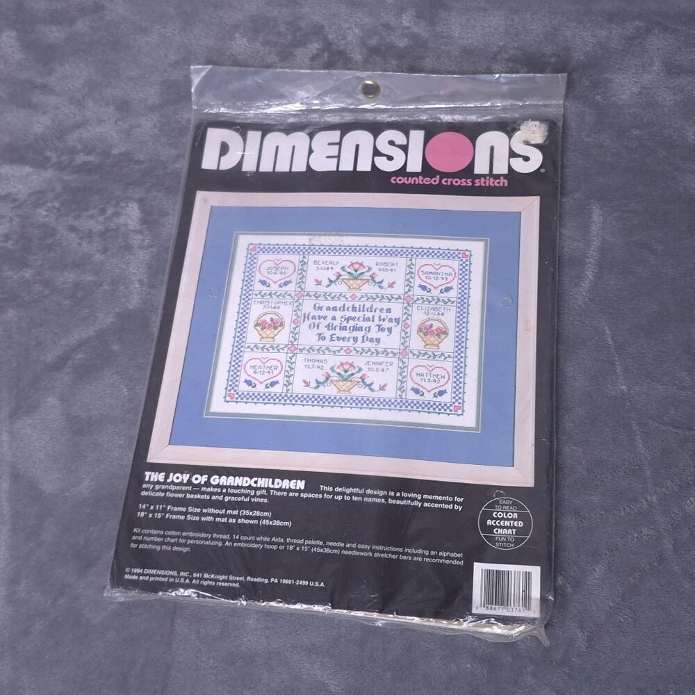 Vintage Dimensions Counted Cross Stitch Kit 3761 The Joy Of Grandchildren 1994
